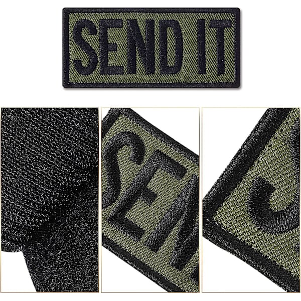 3 Styk Send It Broderet Patch med Krog- og Løkkefastgørelse Taktisk Appliqué Uniform Patch Sjov Militær Patch til Kasketter Tasker Veste Uniform