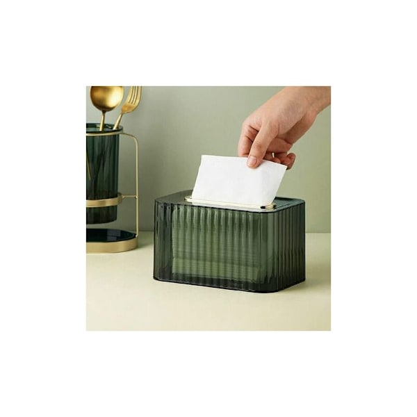 Rektangulär servettbehållare, genomskinlig servettbehållare, servettdispenser för hem, badrum, sovrum, byrå (grön)