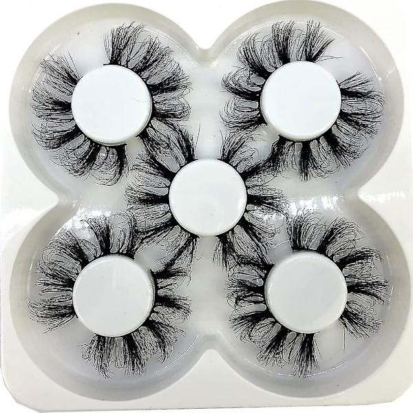 NYA 4 par 3D Mink Hår Falska Ögonfransar Criss-cross Wispy Cross Fluffy längd 25-30mm Fransar Förlängning Handgjorda Ögon Makeup Verktyg (N35)（80A）