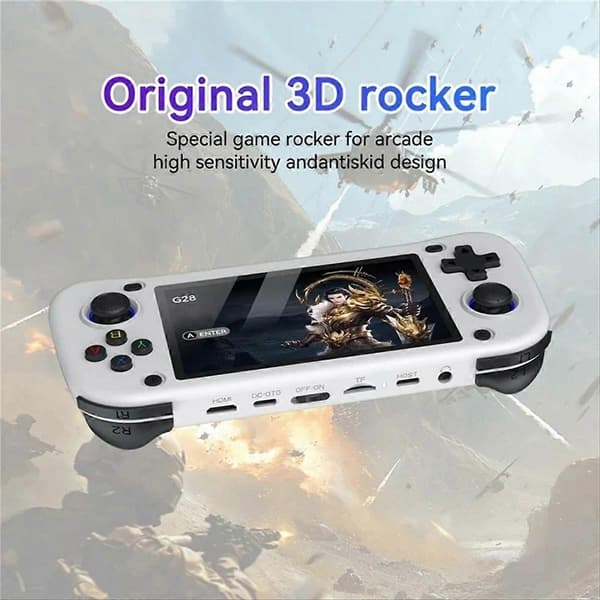 G28 Retro Bärbar Spelkonsol, 128GB, 4,3-tums HD-skärm, Linux-spelspelare, Stöder 20+ emulatorer, Rosa