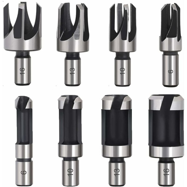 8 stk HSS Træpropfræser Træskære Værktøj Propbor Bits Træpropfræser Bor Bits 6mm/10mm/13mm/16mm