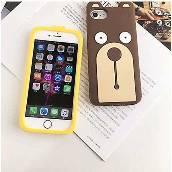 Telefonfodral Kompatibelt med Iphone 7 Plus/iphone 8 Plus, Super Söt Cartoon Liten Gul Kyckling Brun Björns Form Mjuk Silikon Skyddsfodral, Rolig Anim