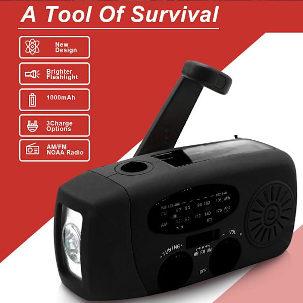 1 st med LED-ficklampa 2000mAh Power Bank Radio för smartphone Hem utomhuscamping