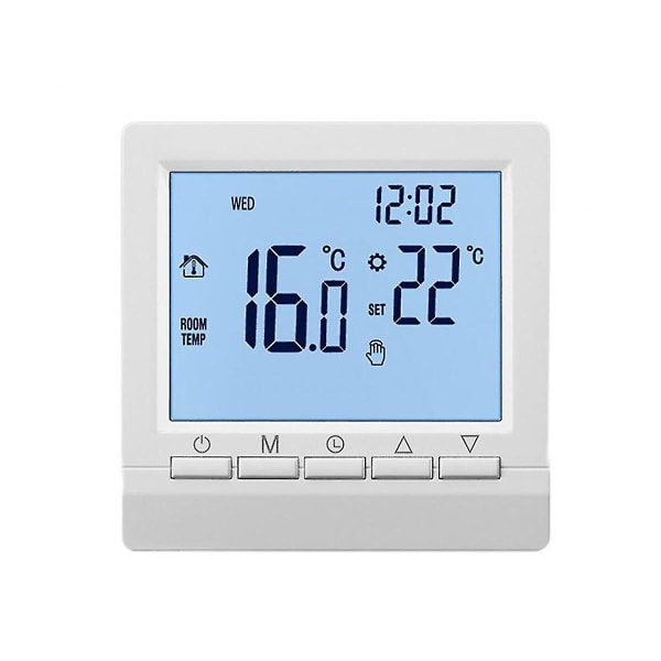 Termostat Med Bakgrundsbelysning Lcd-skärm Vägg Rumsuppvärmning Temperaturregulator -vitt ljus