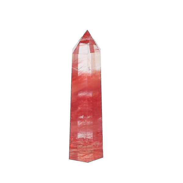 40-50 mm röd smältande kvarts Crystal Point Healing Obelisk Hexagonal Wand Reiki