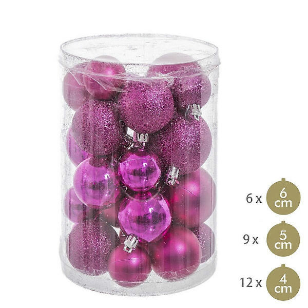 Julgranskulor Fuchsia Plast Glitter 12,5 x 12,5 x 27 cm (27 stycken)