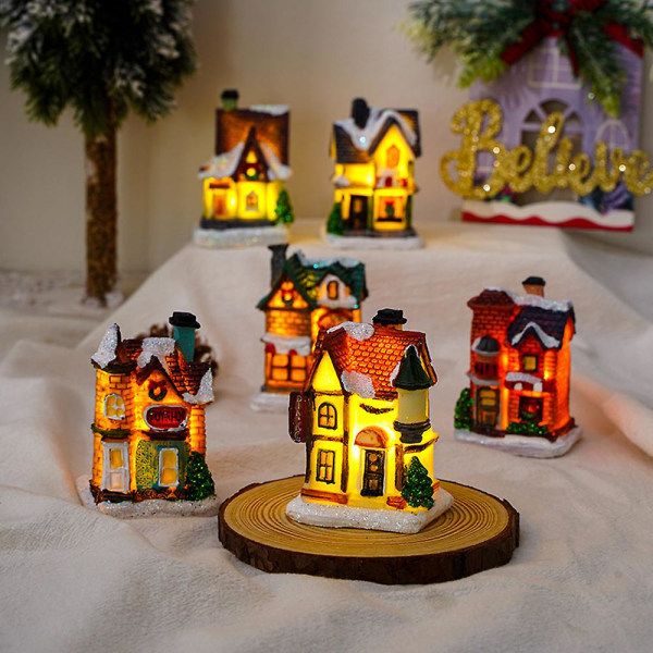 Julby med belysning - Led jullykta, dekoration av amerikanska ljusslingor, batteridrivet julhantverk