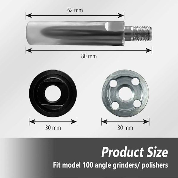 Vinkelsliber forlængerstang Model 100, M10 gevind poleringsværktøj med trykplader (80mm)
