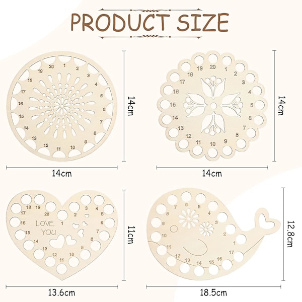 4 stycken broderitrådshållare i trä för korsstygn, trådarrangör, trådhållare i trä för korsstygn, broderitillbehör