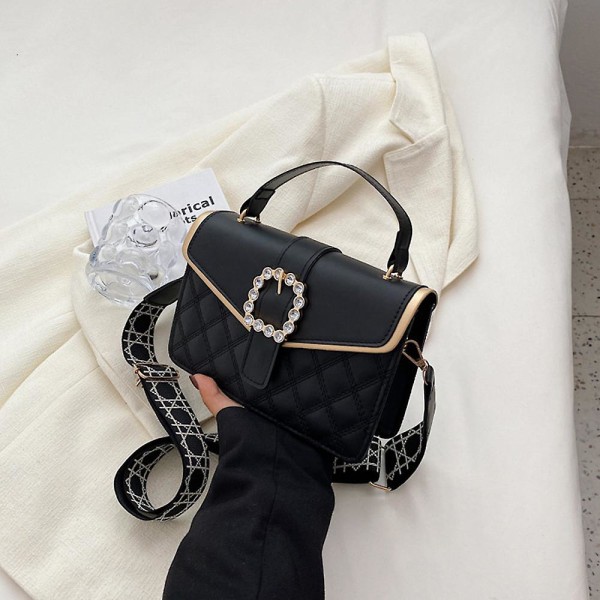 Axelväska för kvinnor Läder Handväska Crossbody Väskor Med Kedjerem Rea Svart