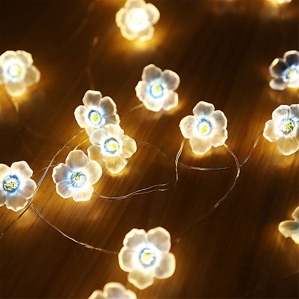 Ljus med 40 LED Körsbärsblommor Blå, Batteridriven (batterier ingår ej), för Jul, Flickrum, Sovrum, Inomhus, Utomhus, Bröllop, Alla hjärtans dag
