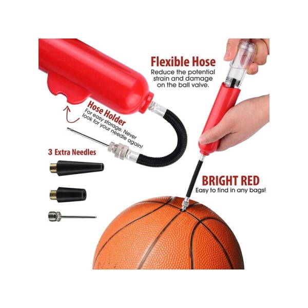Bärbart set Kulpumpsuppblåsningsset Set för fotboll Basket fotboll Fotboll Volleyboll 1 stycke (röd)