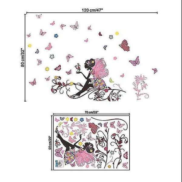 Nya Fjärilsblommiga Fe-dekaler för Sovrum, Vardagsrum och Väggar