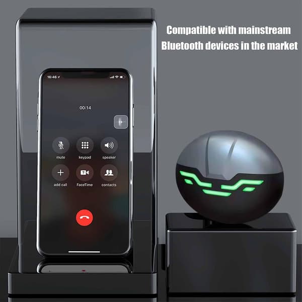 Trådlösa Bluetooth-hörlurar med touch-kontroll, stereo, spelheadset, lång batteritid, silver