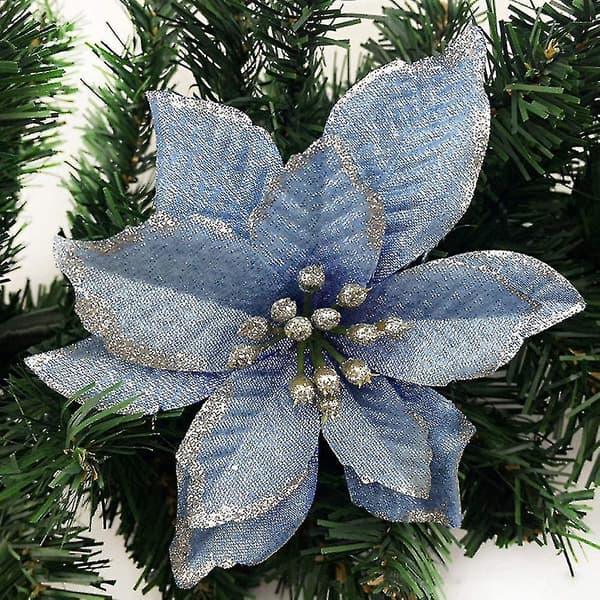Julblommor Konstgjorda Bröllopsblommor Glitter Julgransprydnader (10 st) ( )-9