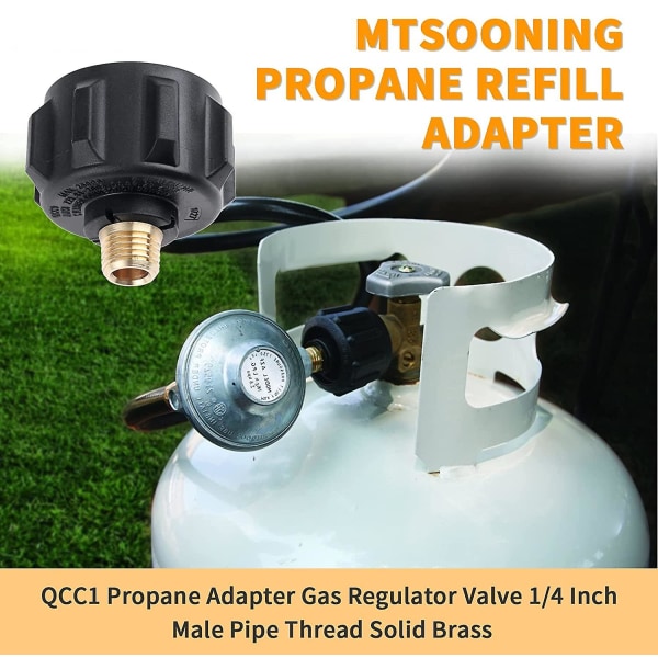 1/4 tum Qcc1 propanpåfyllningsadapter, gasregulator ytterrörsgänga