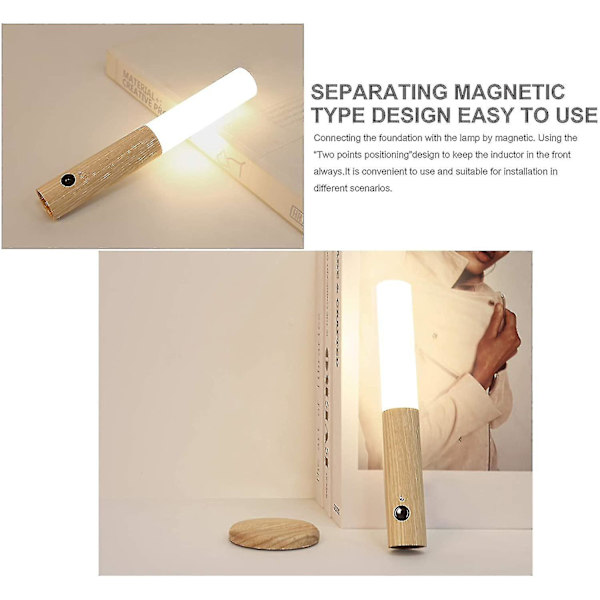 USB-laddningsbar smart kroppssensor nattlampa, rörelsesensor nattlampa, korridor vägg induktion lampa-26 (Svart valnöt nattlampa)