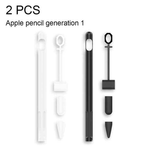 Set med 2 silikonöverdrag, halkfria, skyddande för Apple Pencil 1:a generationen.