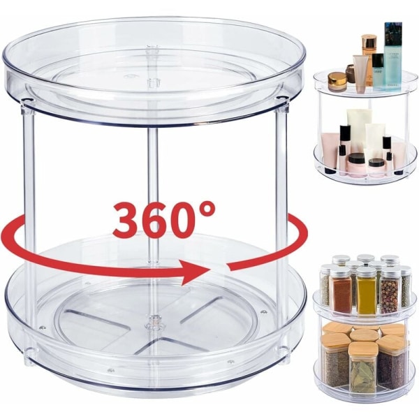 Skivspelare Köksskåp 2-vånings Spice Kylskåp Lazy Susan Rack Kryddställ Köksförvaring Organizer 23cm