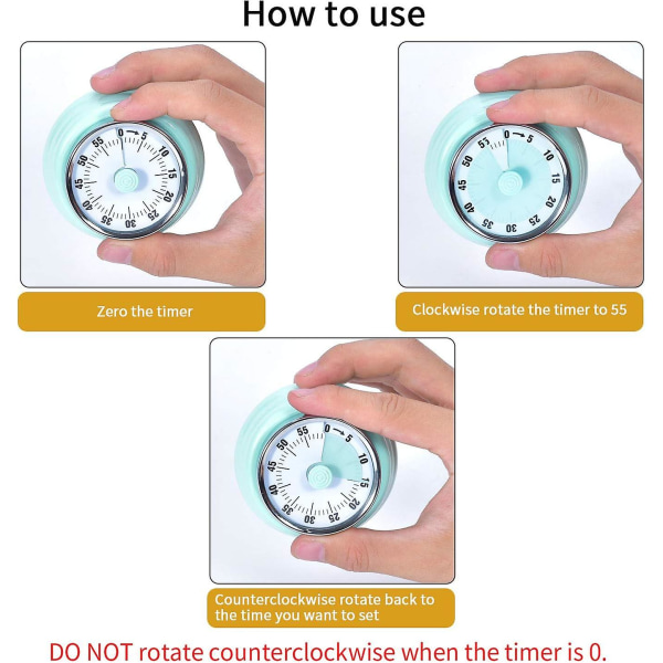 Kök Timer, Kök Nedräkningsmatlagningstimer Påminnelse, Inget Batteri Krävs Magnetisk Mekanisk Timer Tidsstyrningstimer