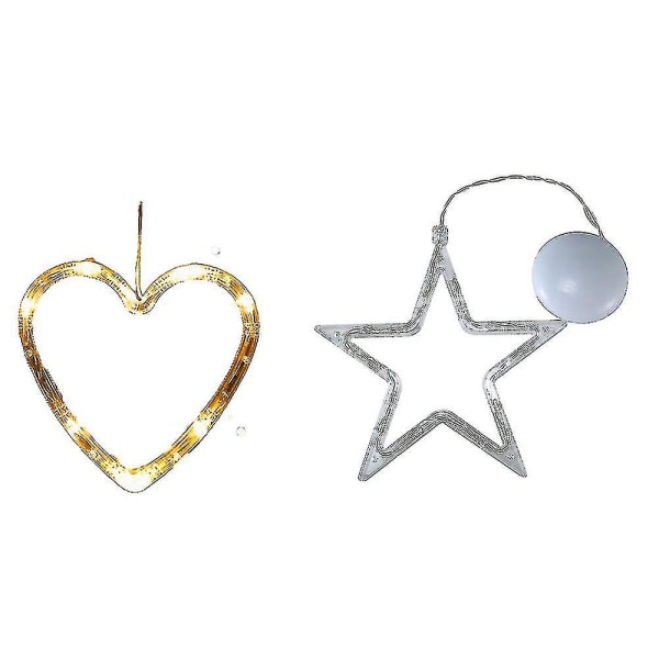 Ghyt 2-pack jul inomhus fönsterljus dekoration, pentagram och kärlek
