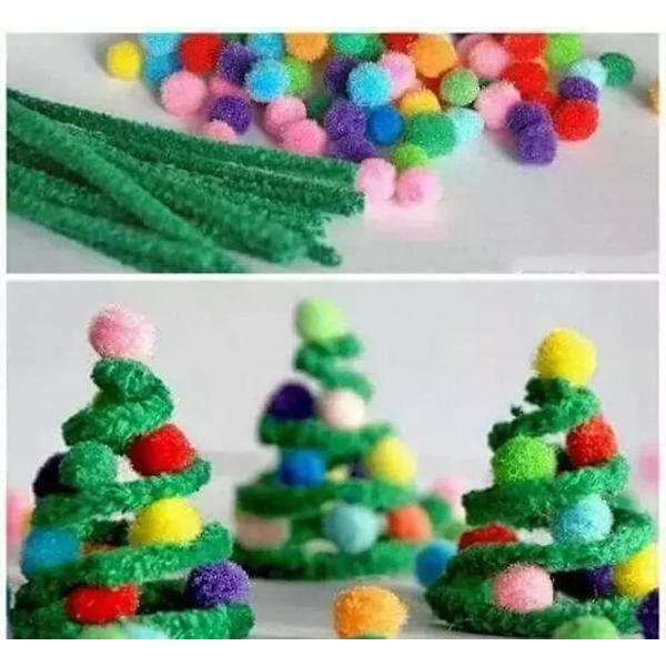 100 stk. Grønne Piberensere Chenille Stænger Til DIY Håndværk, Kunst, Bryllup, Hjem, Fest, Ferie Dekoration 6 Mm X 12 Tommer