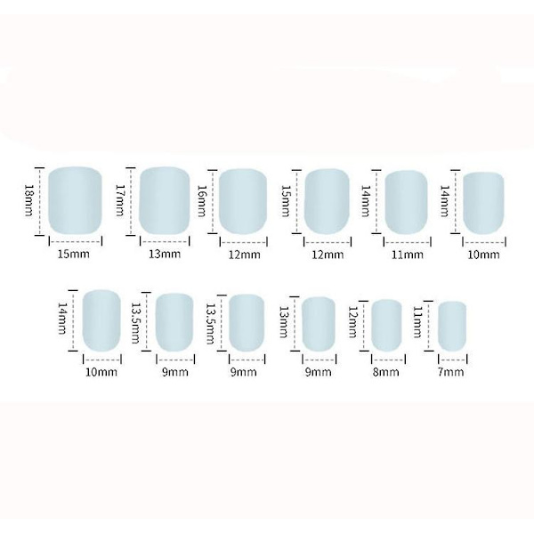 Manikyrset, Press-on Medium Nails, Glasfranska Spetsar, 24-delars Set med Falska Naglar