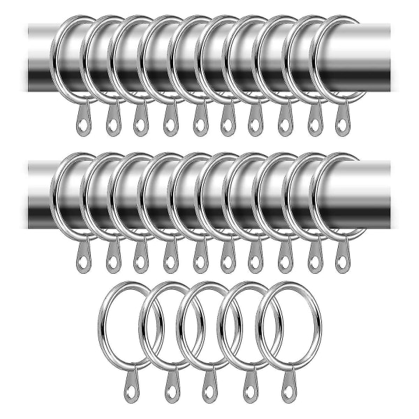 24-pack metallgardinringar, 30 mm innerdiameter för gardinstänger, stänger och draperier, silver