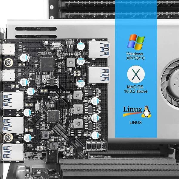 USB 3.0 PCI-e Adapter 2 USB C och 5 USB A 7-portars PCI för Express Expansionskort