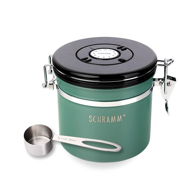 Schramm® kaffeburk 1200 ml i 10 färger med doseringssked Höjd: 12cm Kaffeburkar Kaffeburk av rostfritt stål, färg: grön