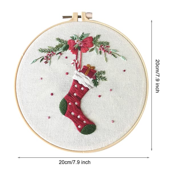 Heltäckande Broderi Korsstygn Präglad Julduk Present Blommig Set