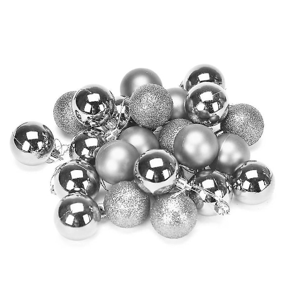 Julgranspynt i plast, 4 cm, 24 st, silver