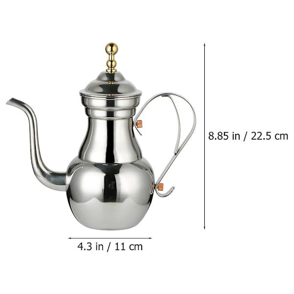 Kaffekanna i rostfritt stål med filter, lång smal pip, tekanna