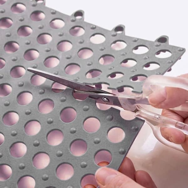 Set med 16 gallerplattor, halkfria, dränerande, flexibel PVC, badrum, duschkabin.