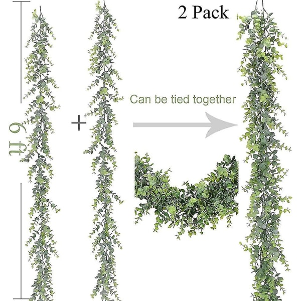 2 stycken konstgjord eukalyptuskrans Eukalyptusblad Vinstockar Handgjord krans