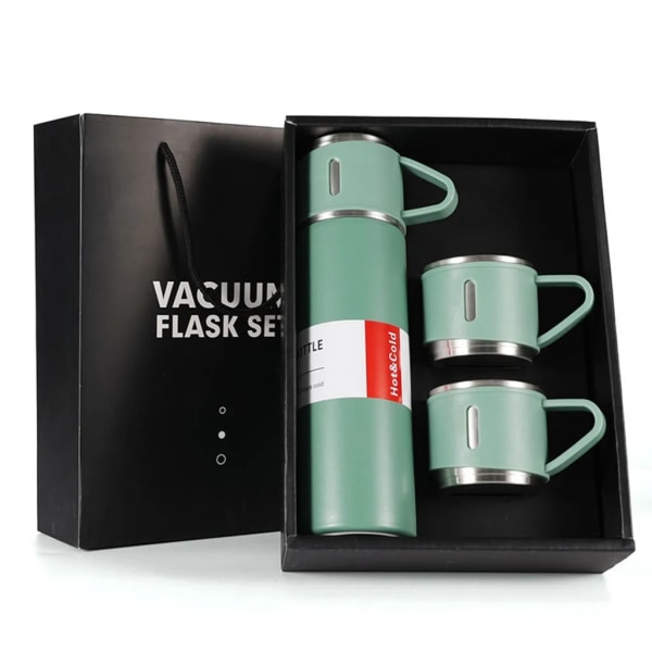 Thermal mugg kaffevakuummugg 500ml vakuummugg i rostfritt stål med 3 lock present (grön)