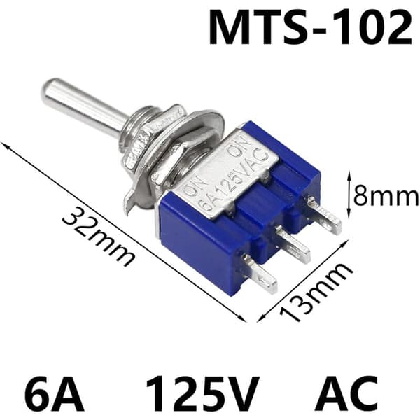 5 stk. 6A 125V AC Mini 3-bens SPDT-afbryder MTS-102 SPDT TIL/TIL
