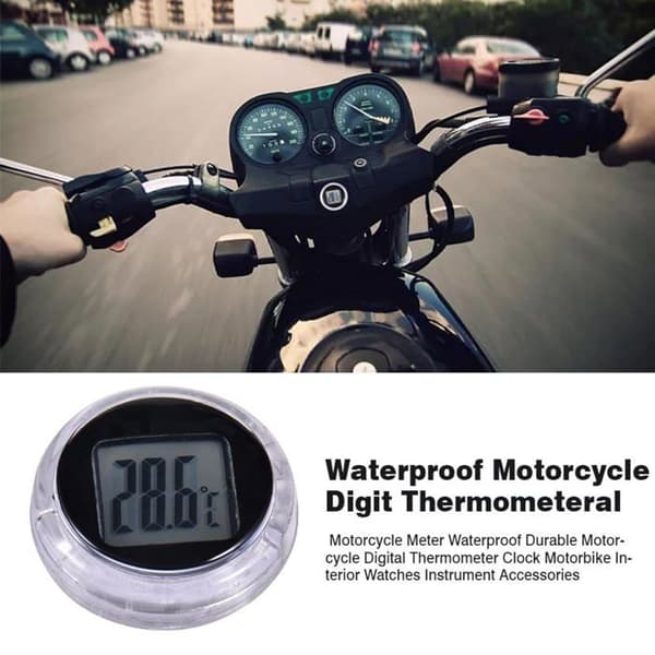 Set med 2 termometrar, digitala, vattentäta, LCD, för motorcykelstyre, instrumentbräda.
