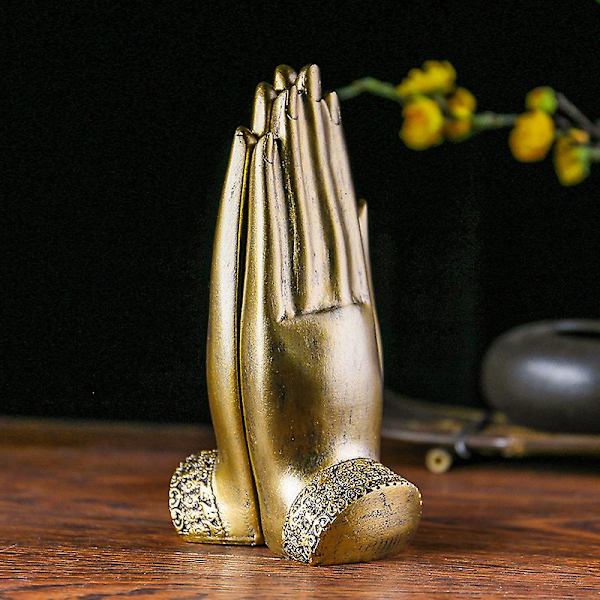 1 set Buddha-händer sittande hartsstaty, buddhistisk staty Zen hem/buddhistiskt tempel dekoration present