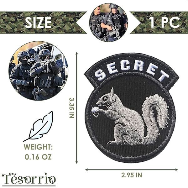 Hemmelig Ekorn Lappe - Swat Farge Intelligens Luftforsvaret Dod Lappe For Politi & Militær Klær Krok Bakside Dekorativ Spesial Merke Armbånd Sti