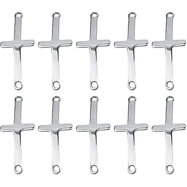 Cross Connector Pendel, 10 STS Rostfritt stål dubbelhål Metall Cross Pendant Connector