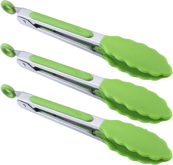 Mini silikon serveringsklämmor 17,8 cm Set om 3 - Grön
