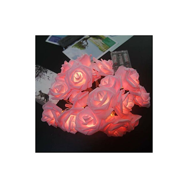 Paristokäyttöinen LED-valosarja, jossa vaaleanpunainen kukkakuvio, halkaisija 7 cm, PE (polyeteeni), vaaleanpunainen, 3M 20LED