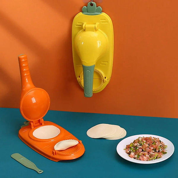 2 i 1 Dumpling Mold Printing Dumpling Maker Manuell Deg Press Dumpling Skin Mold (Orange) Den Nya