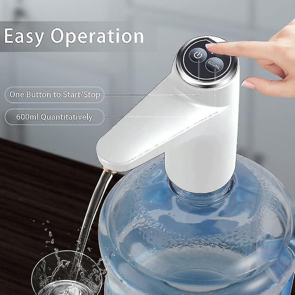 Bärbar USB-laddande elektrisk flaskpump - Multifunktionell vattendispenserpump (vit)