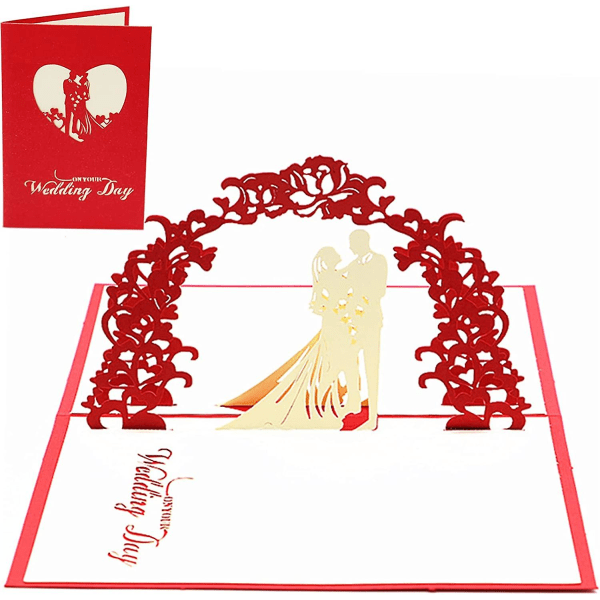 3d popup-kort, bröllopsfödelsedagskort med kuvert, romantiskt kärlekskort för par (äktenskap)