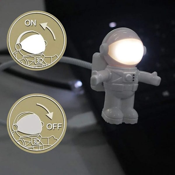 Sød astronaut rummand USB justerbar nattelys til computer PC LED-lys