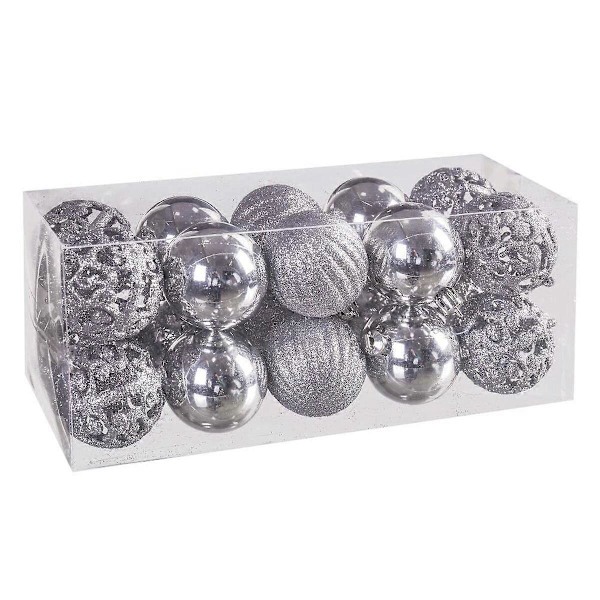Julgranskulor Silver Plast 5 x 5 x 5 cm (20 stycken)