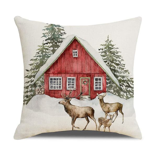 Bomullslinne Cover Print Cover Deer Print Soffa Kudde