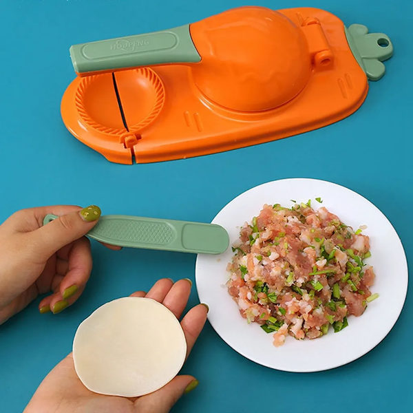 2 i 1 Dumpling Mold Printing Dumpling Maker Manuell Deg Press Dumpling Skin Mold (Orange) Den Nya
